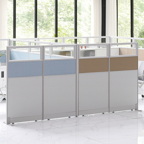 45T 알루미늄 사무실 책상 가림막 이동식칸막이 공간분리 사무용 패브릭 파티션 (원톤/투톤/쓰리톤/상부유리 ~H1500)
