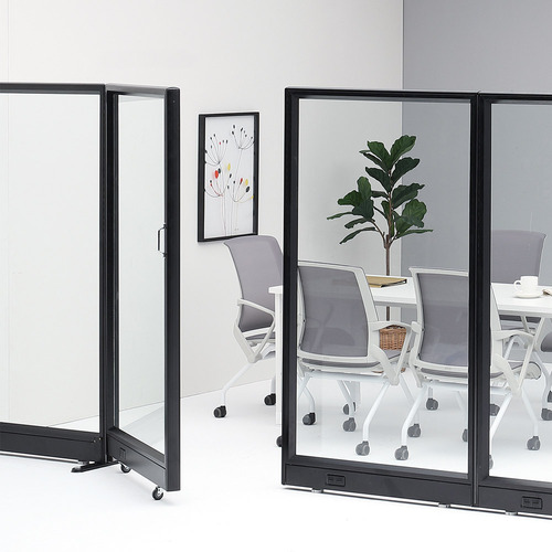 사무용 60T 알루미늄 책상 가림막 이동식칸막이 사무실 회의실 인테리어 강화 전면 유리 파티션 H1200