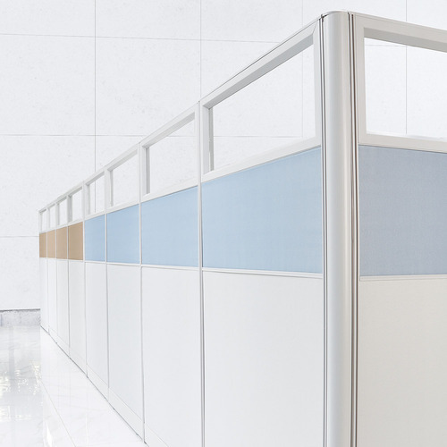 45T 알루미늄 사무실 책상 가림막 이동식칸막이 공간분리 사무용 패브릭 파티션 (원톤/투톤/쓰리톤/상부유리 ~H1500)