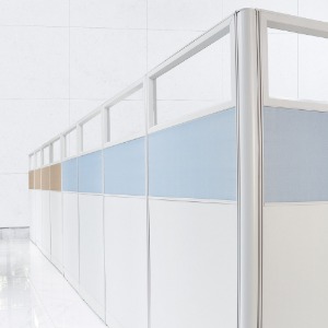 60T 알루미늄 사무실 책상 가림막 이동식칸막이 공간분리 사무용 패브릭 파티션 (원톤/투톤/쓰리톤/상부유리 ~H1800)